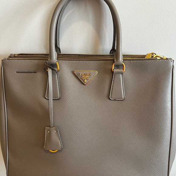 Prada Tan Satchel with Structured Shape and Gold Accents - Picture 2 of 12